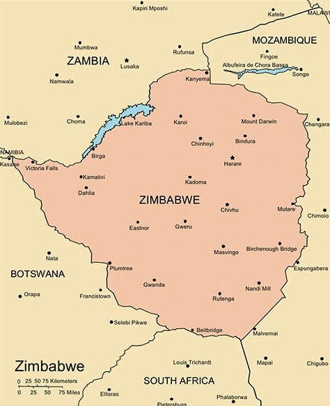 Map of Zimbabwe